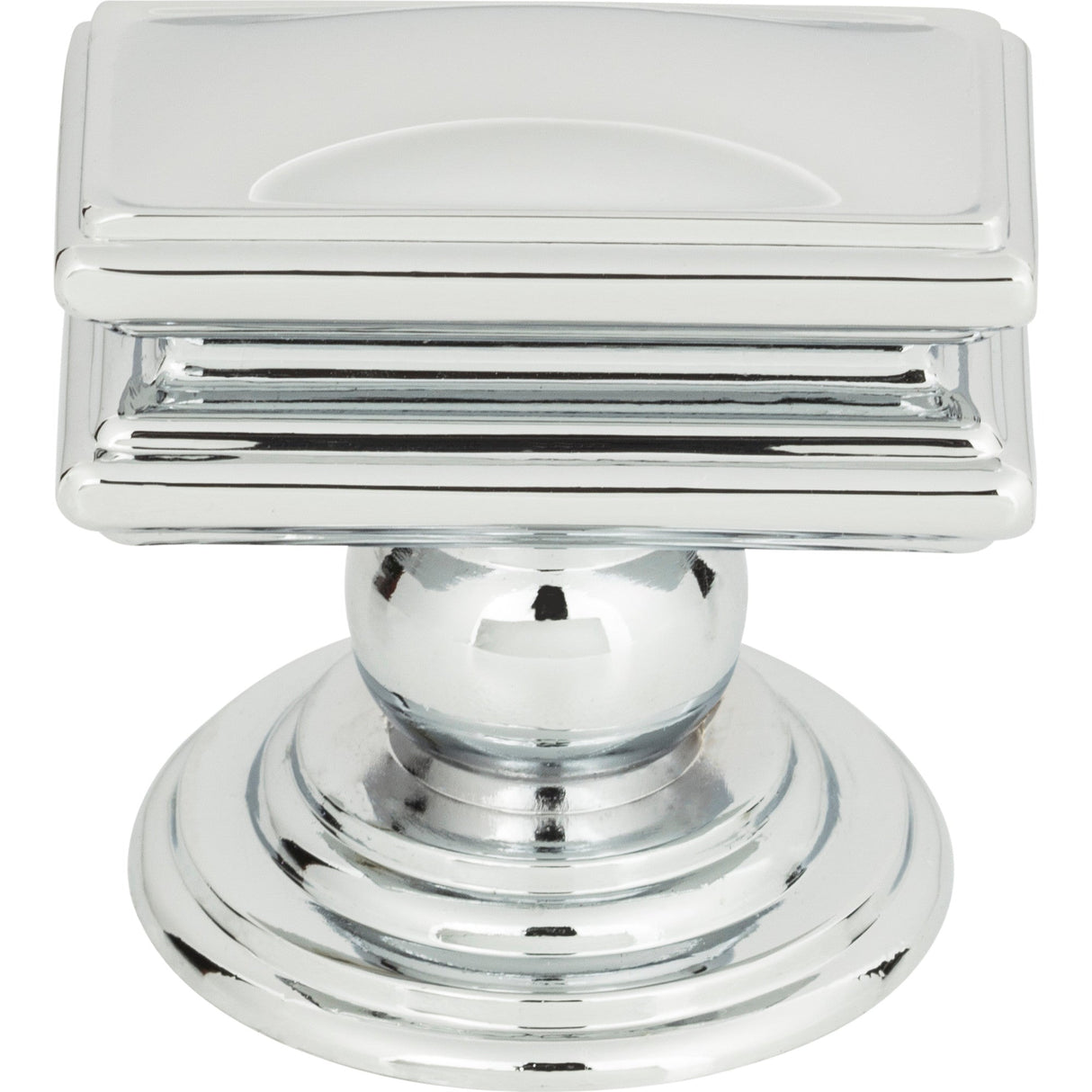 Atlas Homewares Campaign Rectangle Knob 1 1/2 Inch Polished Chrome