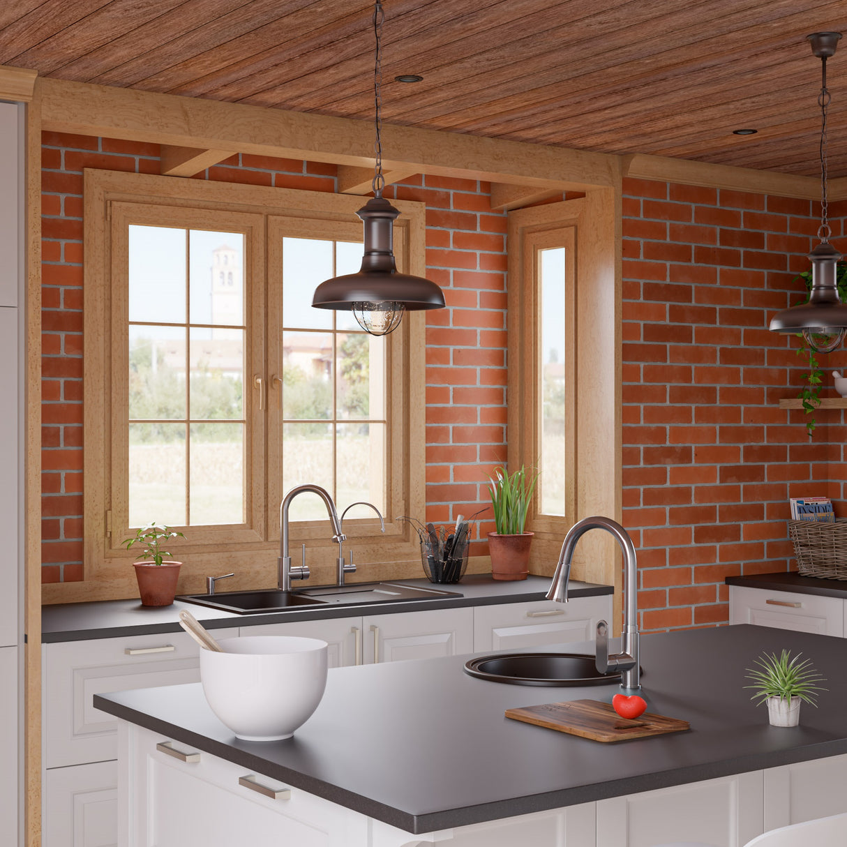 ALFI brand AB1717DI-C Chocolate 17" Drop-In Round Granite Composite Kitchen Prep Sink