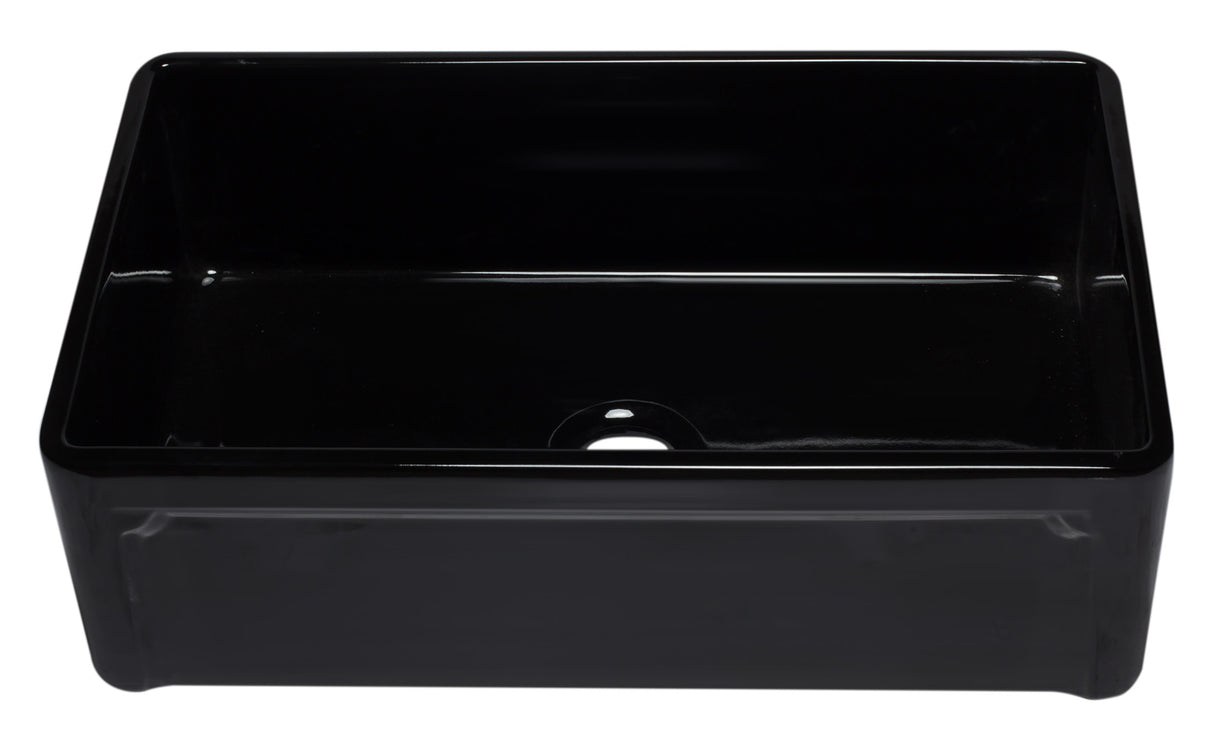 ALFI brand AB3320SB-BG 33 inch Black Reversible Single Fireclay Farmhouse Kitchen Sink