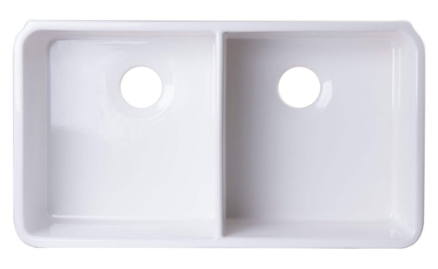 ALFI brand AB512-W White 32" Double Bowl Lip Apron Fireclay Farmhouse Kitchen Sink with 1 3/4" Lip