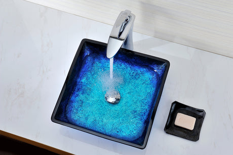 ANZZI S128 Kuku Series Deco-Glass Vessel Sink in Blazing Blue