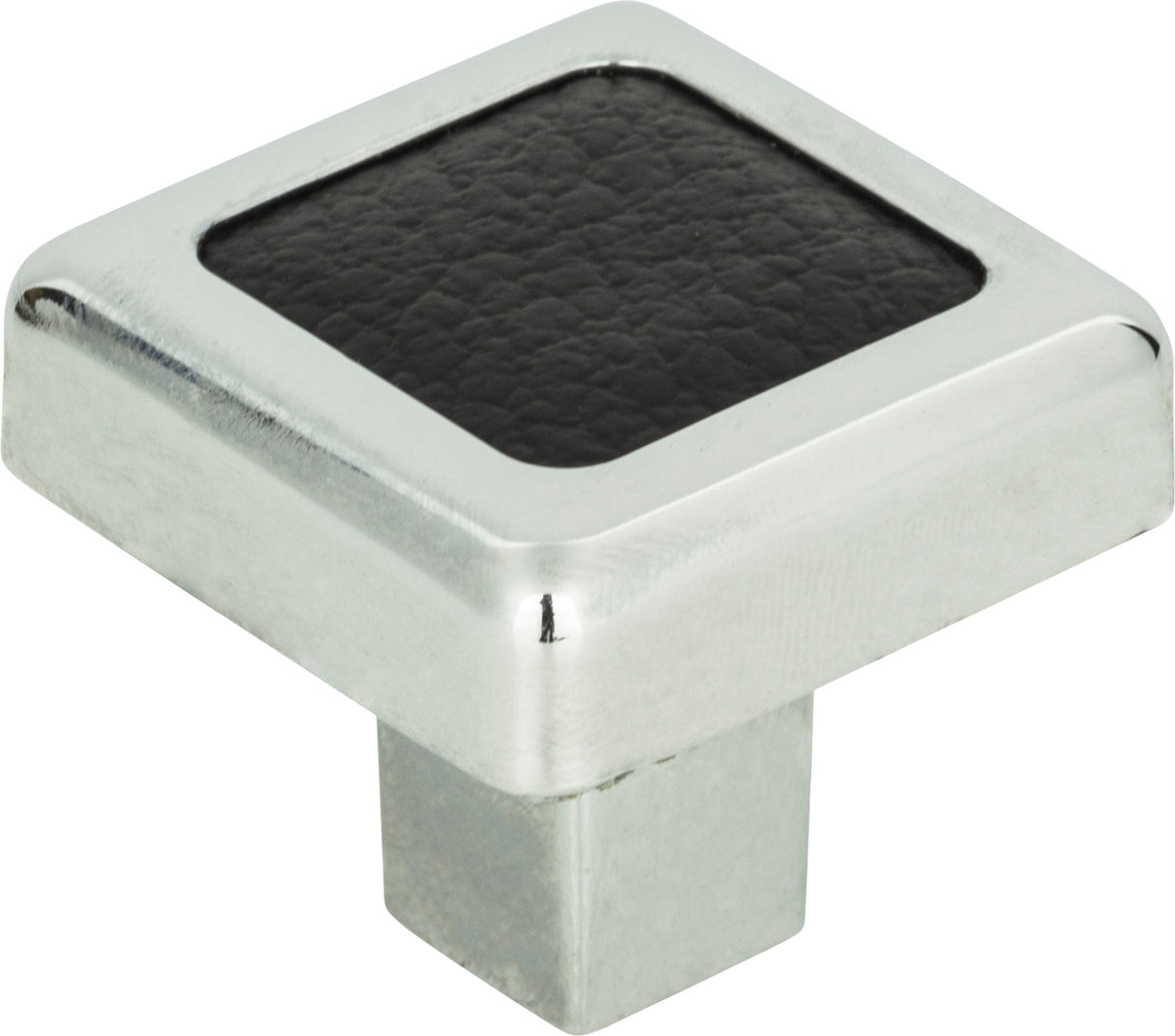 Atlas Homewares Paradigm Square Knob 1 1/4 Inch CH & Black Leather