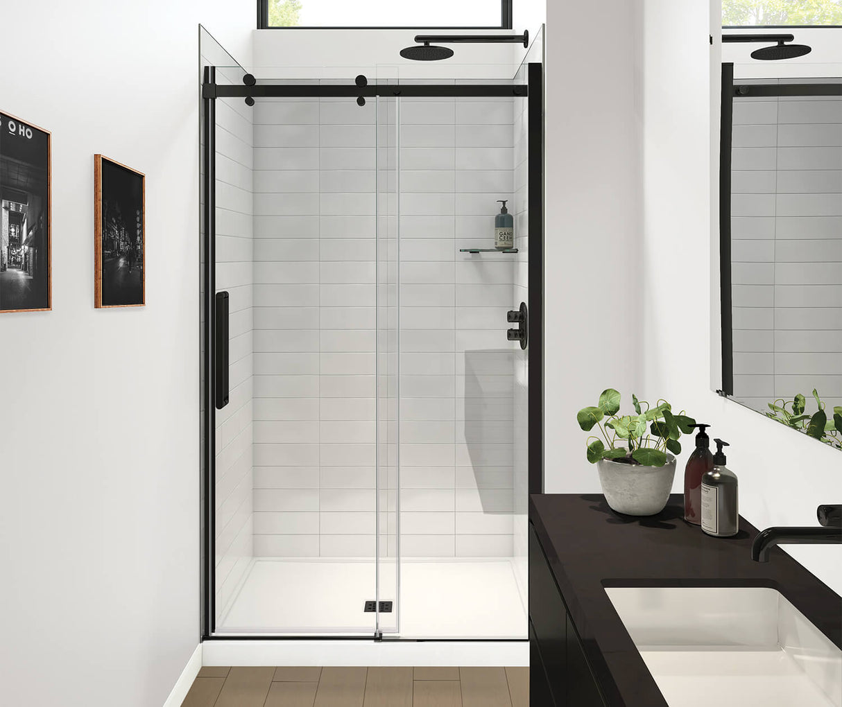 MAAX 138540-810-340-000 Halo Pro GS 44 ½-47 X 78 ¾ in. 8mm Sliding Shower Door for Alcove Installation with GlassShield® glass in Matte Black
