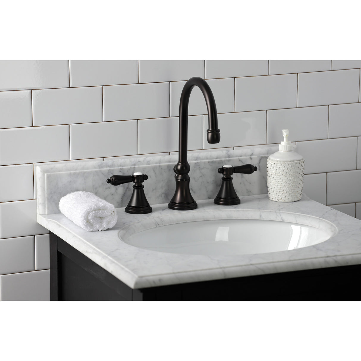 Kingston Brass KS2985BAL Heirloom Widespread Bathroom Faucet with Brass Pop-Up, Oil Rubbed Bronze