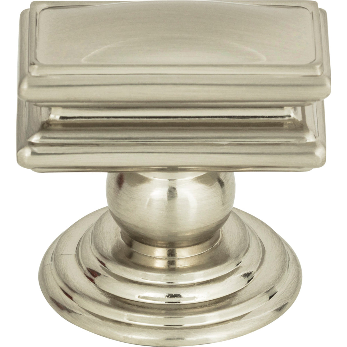 Atlas Homewares Campaign Rectangle Knob 1 1/2 Inch Brushed Nickel