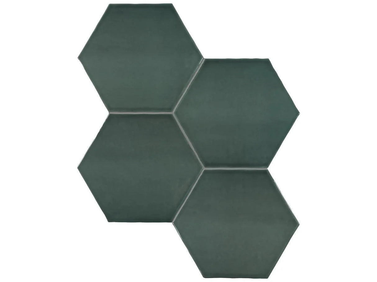 Anatolia Tile 6" Hex Teramoda Emerald Glossy 4000-0257-0 Emerald Hexagon - premium natural stone mosaic tile from Anatolia Tile, available at PoshHaus showroom in Keene, NH