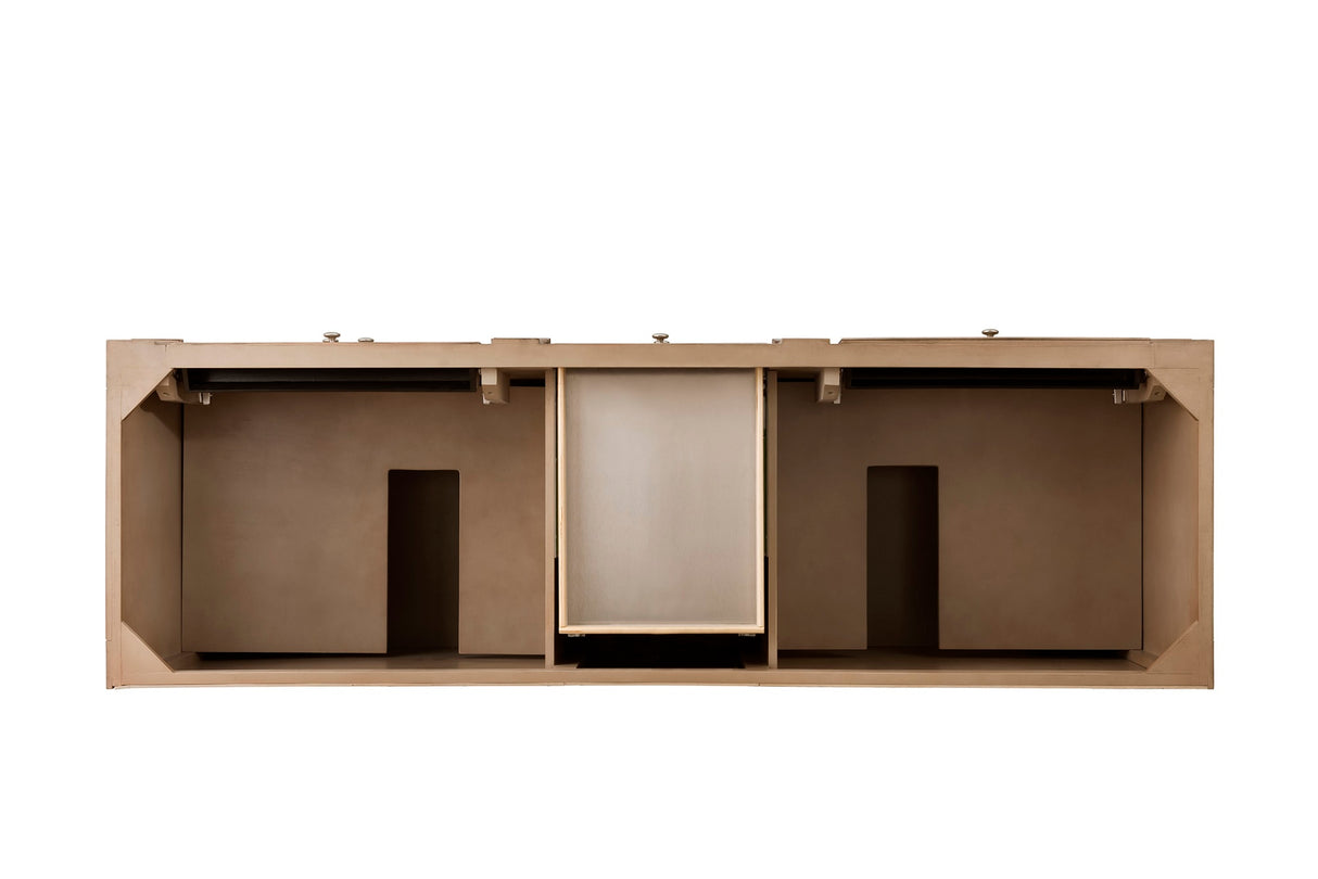 Bristol 72" Double Vanity, Whitewashed Walnut, w/ 3 CM Tajnar Eclos Top w/FreePower Wireless Charger