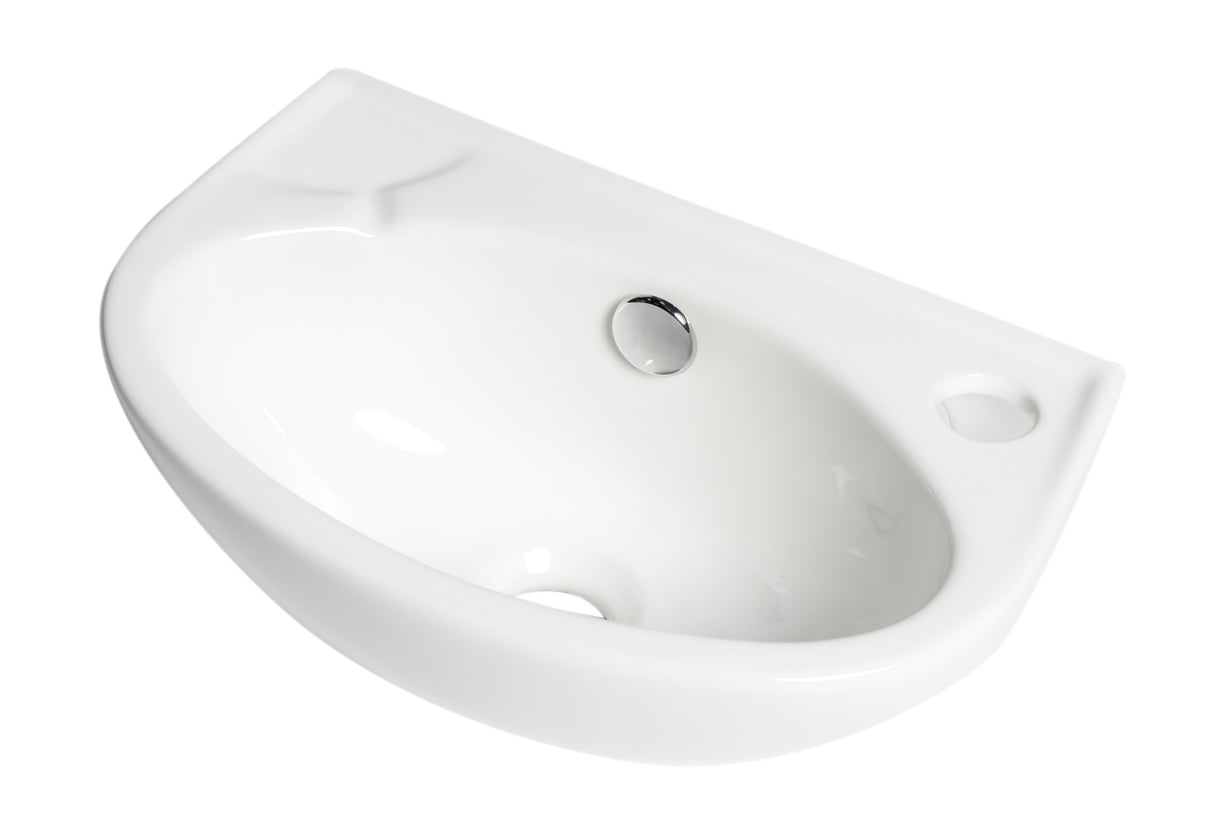 ALFI brand ABC118 White 14" Small Wall Mounted Ceramic Sink with Faucet Hole