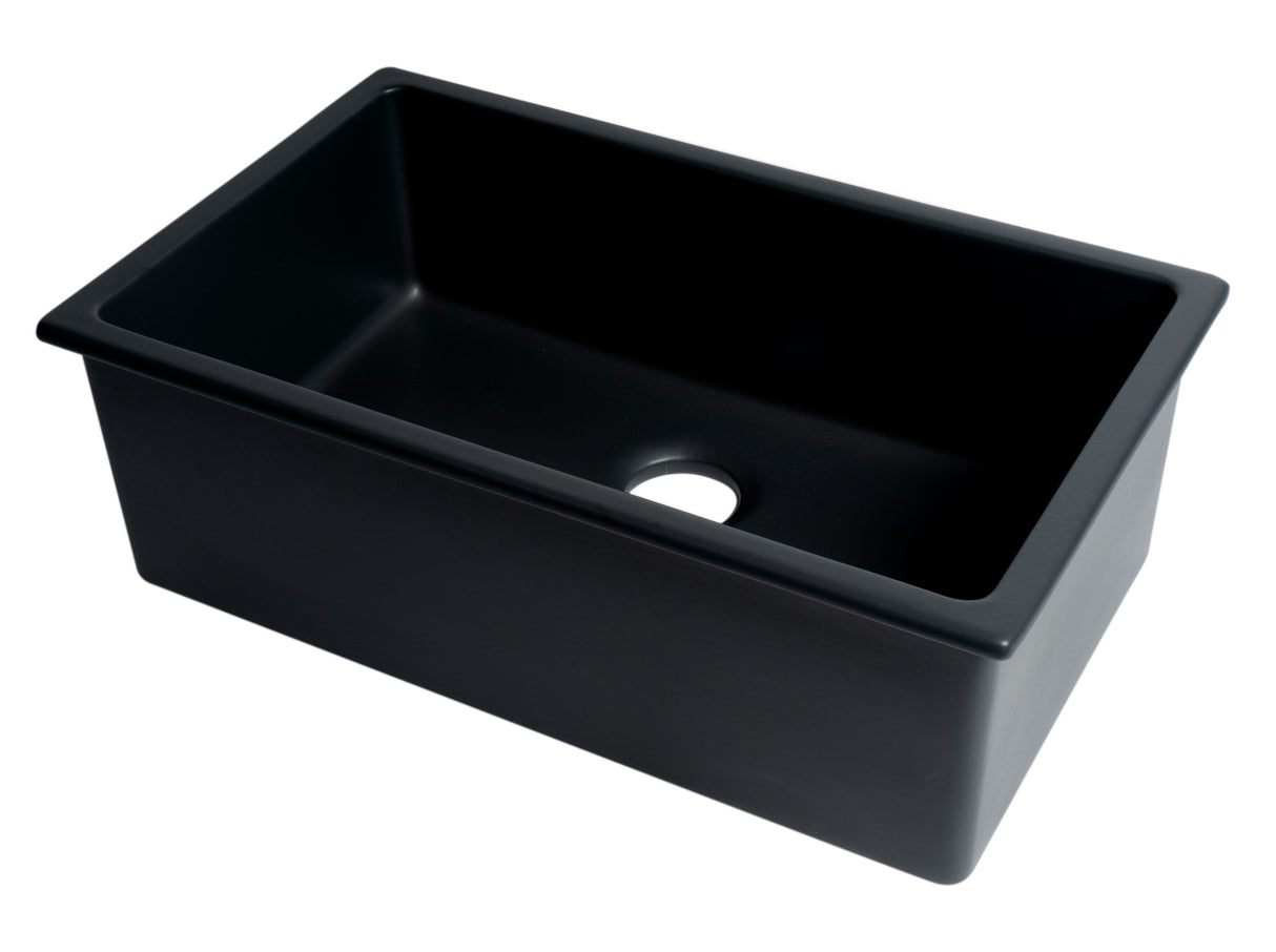 Black Matte 30" x 18" Fireclay Undermount / Drop In Fireclay Kitchen Sink