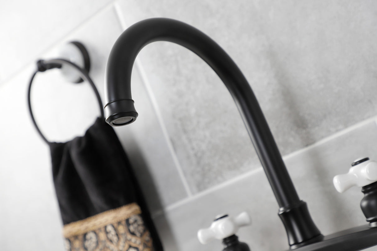 Kingston Brass FB7790PXSP Victorian 8" Centerset Kitchen Faucet with Sprayer, Matte Black