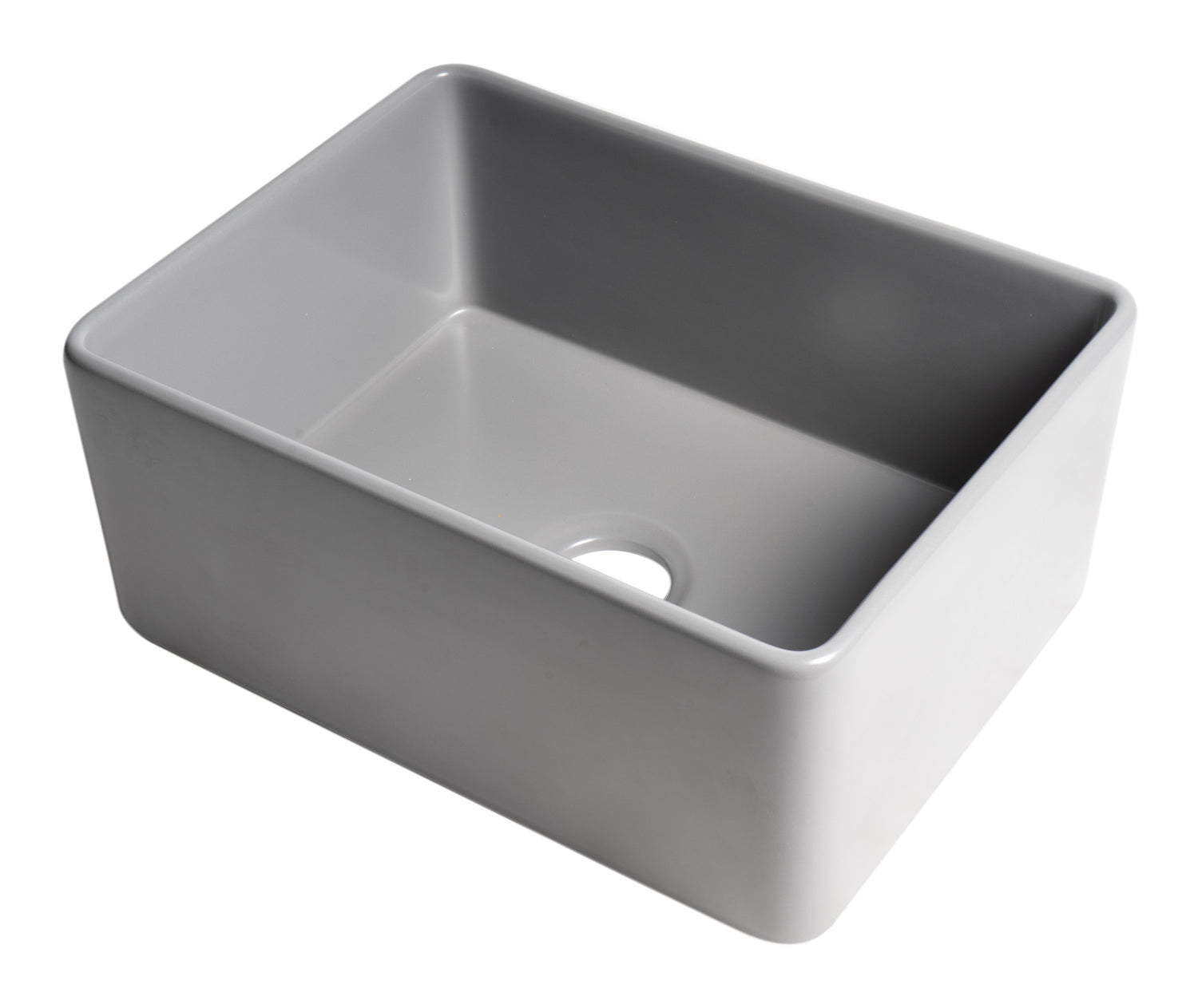 Gray Matte Smooth Apron 24" x 18" Single Bowl Fireclay Farm Sink