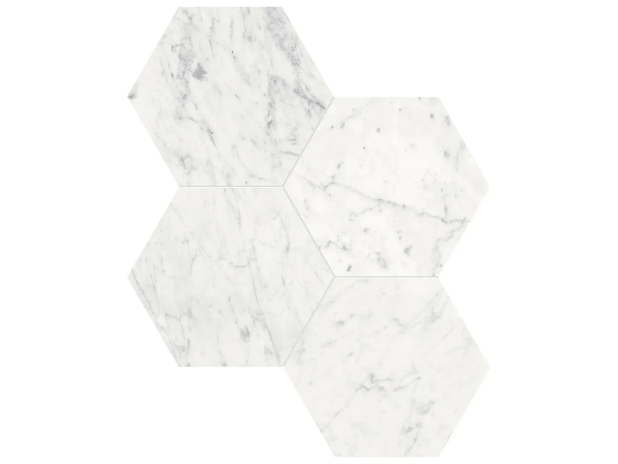 Anatolia Tile 6" Hex Eterna Bianco Honed Marble Mosaic 5001-0268-0 * 1 Sheet = .88 Sqft * Eterna Bianco Hexagon 6" Honed - premium natural stone mosaic tile from Anatolia Tile, available at PoshHaus showroom in Keene, NH