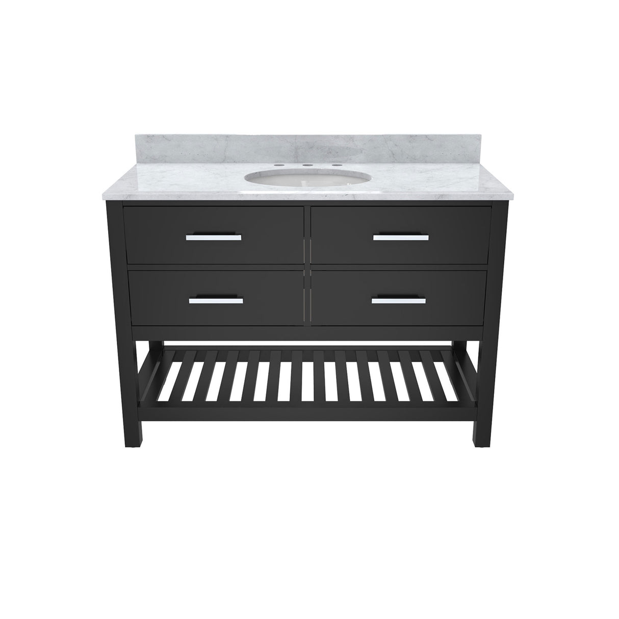 Valencia 48 Inch Oak Console Vanity with Oval Undermount Sink - Black