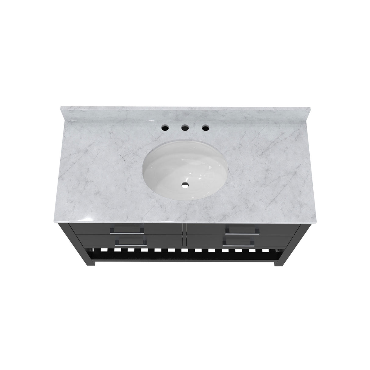 Valencia 48 Inch Oak Console Vanity with Oval Undermount Sink - Black