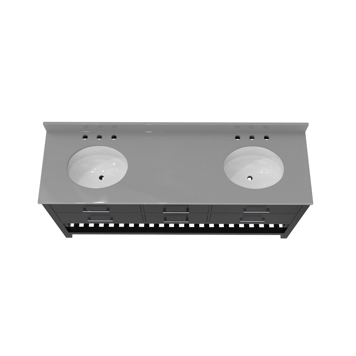 Valencia 60 Inch Birch & Oak Console Vanity with Rectangular Undermount Sinks - Black