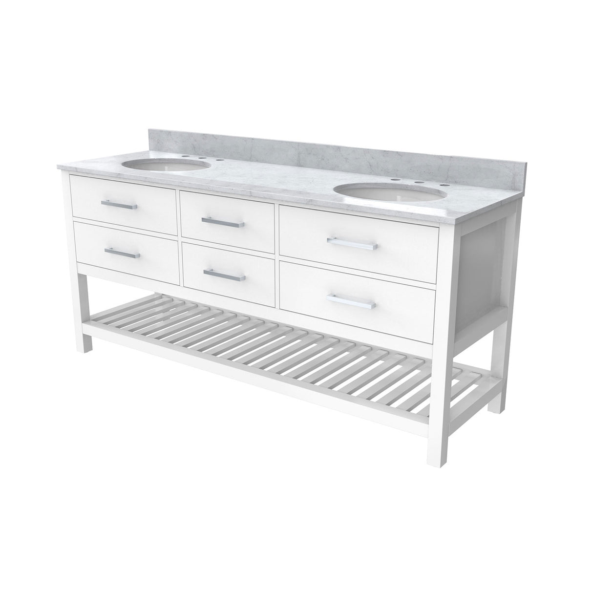 Valencia 72 Inch Oak Double Sink Bathroom Vanity - White