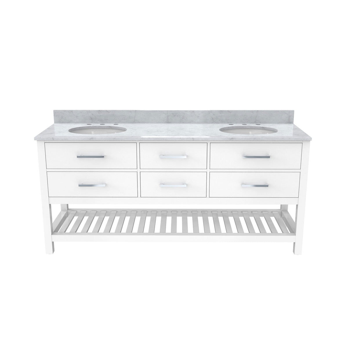 Valencia 72 Inch Oak Double Sink Bathroom Vanity - White