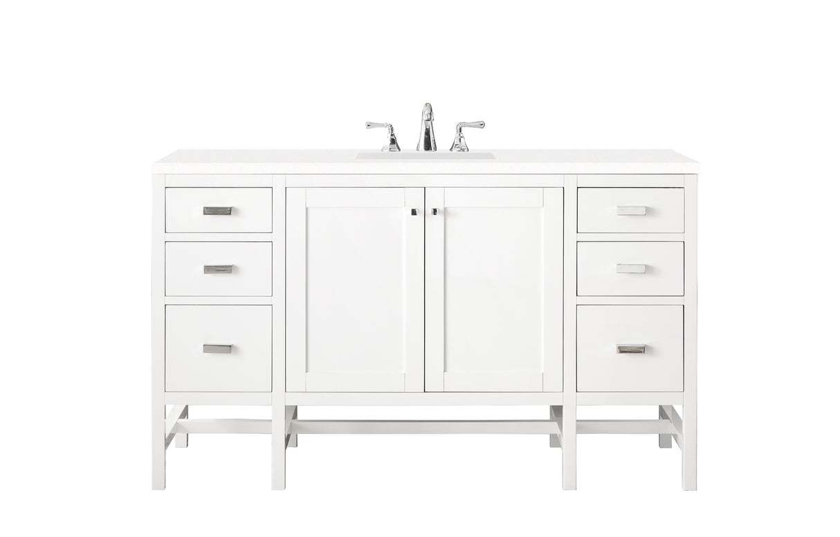 Addison 60" Single Vanity, Glossy White w/ 3 CM White Zeus Silestone Top