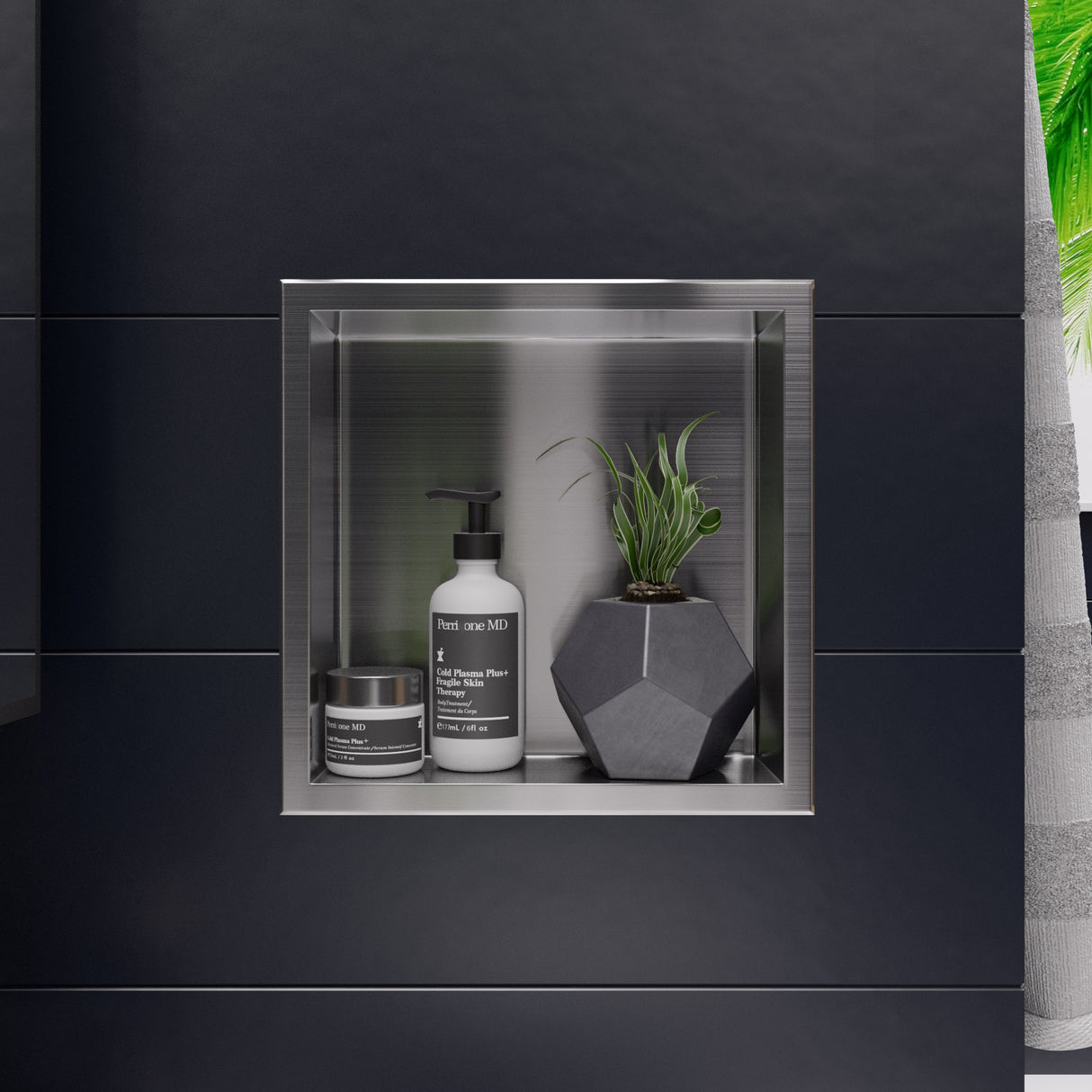 ALFI brand 12 x 12 Brushed Stainless Steel Square Single Shelf Bath Shower Niche