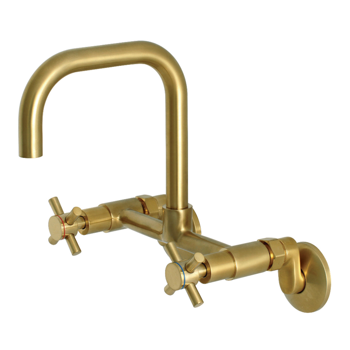 Kingston Brass Concord 8-Inch Adjustable Center Wall Mount Kitchen Faucet, Brushed Brass