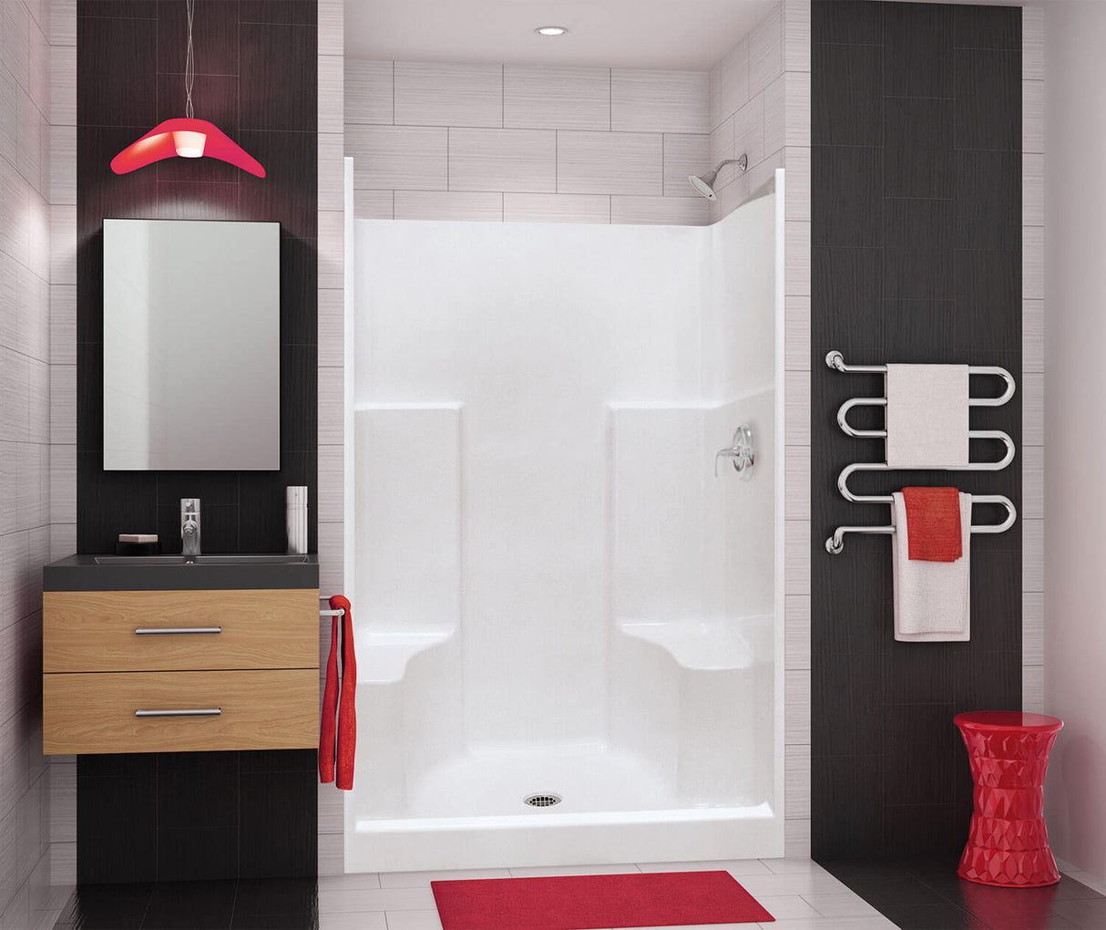 MAAX 140545-000-002-011 SS3648 AcrylX Alcove Center Drain One-Piece Shower in White