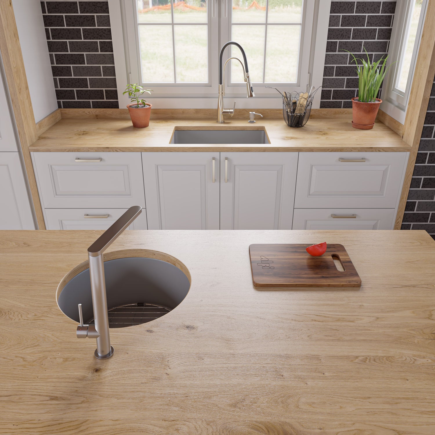 Gray Matte 27" x 18" Fireclay Undermount / Drop In Firelcay Kitchen Sink