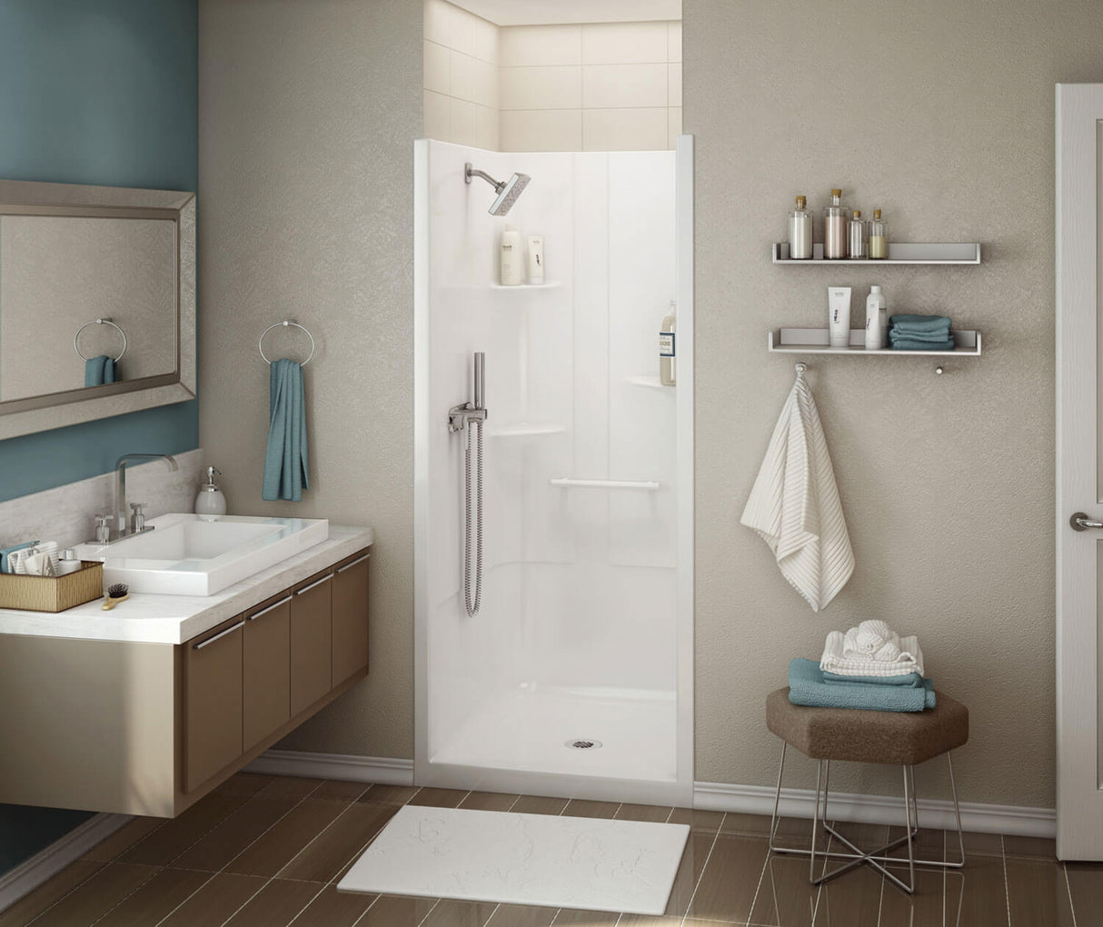 MAAX 107007-000-001 ALLIA SH-3636 Acrylic Alcove Center Drain One-Piece Shower in White