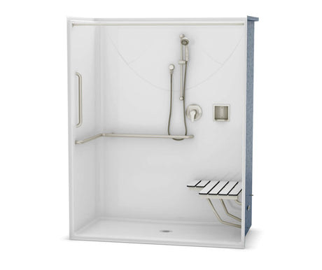 Aker OPS-6030-RS AcrylX Alcove Center Drain One-Piece Shower in Biscuit - ANSI compliant