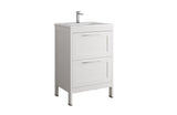 DAX Lakeside Engineered Wood and Porcelain Single Vanity with Onix Basin, 24", White DAX-LAKE012411-ONX