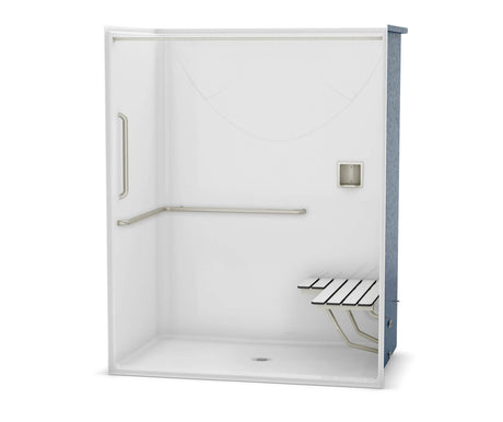 MAAX 106781-000-002-138 OPS-6036-RS - ANSI Grab Bar and seat AcrylX Alcove Center Drain One-Piece Shower in White