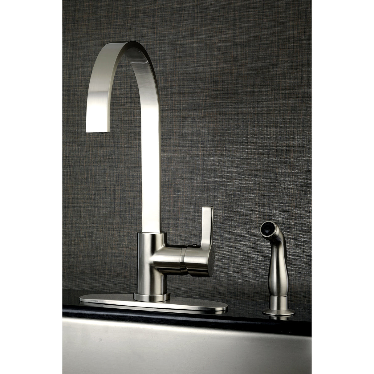 Gourmetier LS8718CTLSP Continental Single-Handle Kitchen Faucet with Side Sprayer, Brushed Nickel