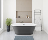 MAAX 103903-000-002-114 Brioso 6636 AcrylX Freestanding Center Drain Bathtub in White with Thundey Grey Skirt