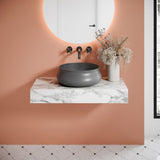 Lisse 17.5" Round Concrete Vessel Bathroom Sink in Dark Grey