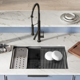 Tourner 30 x 19 Stainless Steel, Single Basin, Undermount Kitchen Workstation Sink in Black