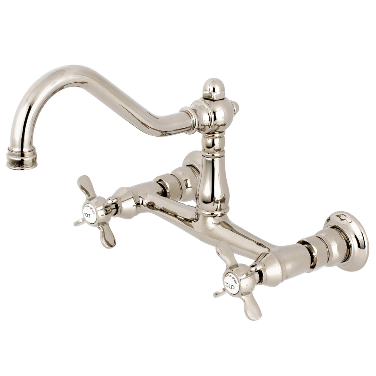 Kingston Brass KS3246BEX Essex Wall Mount Bathroom Faucet, Polished Nickel