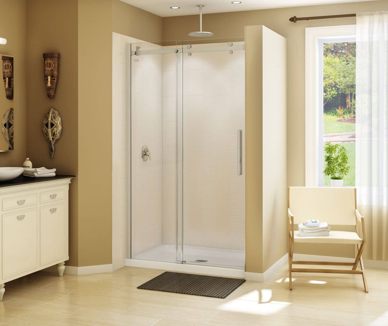 MAAX 138996-900-305-000 Halo 44 ½-47 x 78 ¾ in. 8mm Sliding Shower Door for Alcove Installation with Clear glass in Brushed Nickel