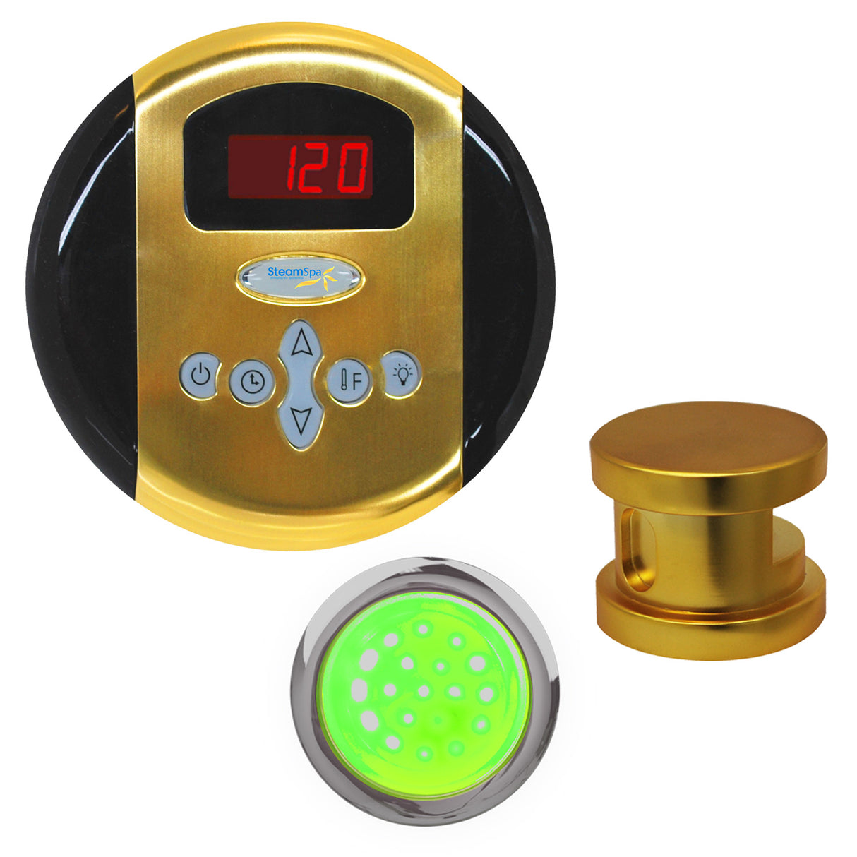 SteamSpa Indulgence Control Kit in Polished Gold INPKGO