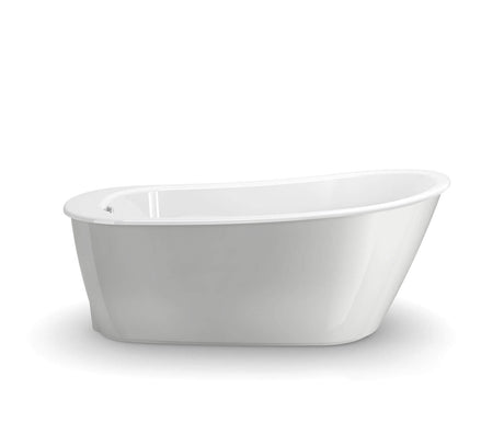MAAX 105797-000-002-126 Sax AcrylX Freestanding End Drain Bathtub in White with Sterling Silver Skirt