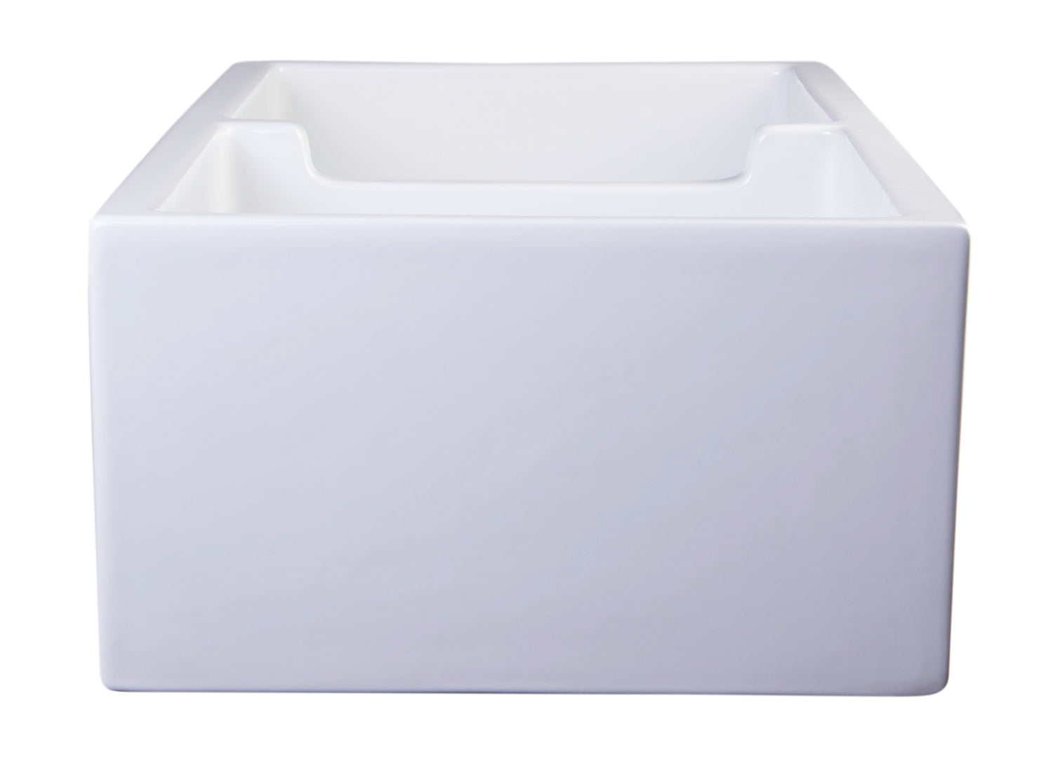 ALFI brand AB3918ARCH-W  39" White Arched Apron Thick Wall Fireclay Double Bowl Farm Sink