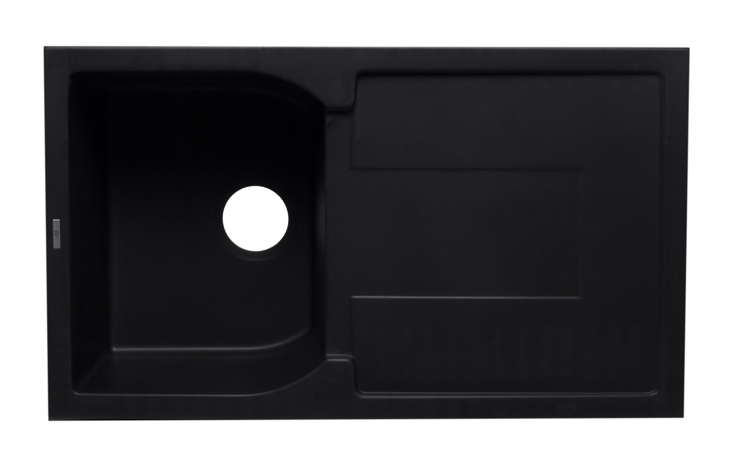 ALFI brand AB1620DI-BLA Black 34" Single Bowl Granite Composite Kitchen Sink with Drainboard