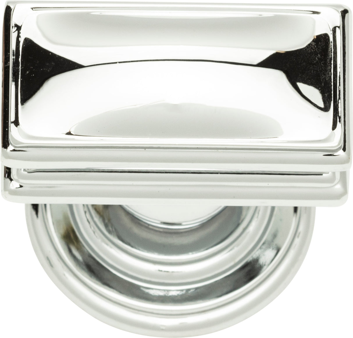 Atlas Homewares Campaign Rectangle Knob 1 1/2 Inch Polished Chrome