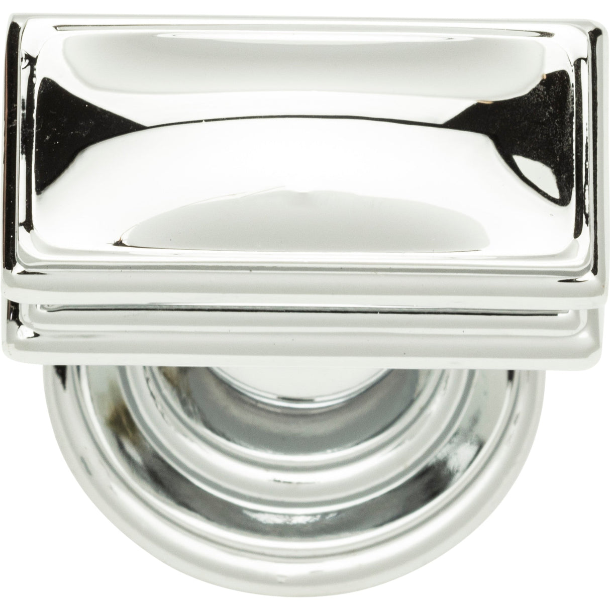 Atlas Homewares Campaign Rectangle Knob 1 1/2 Inch Polished Chrome