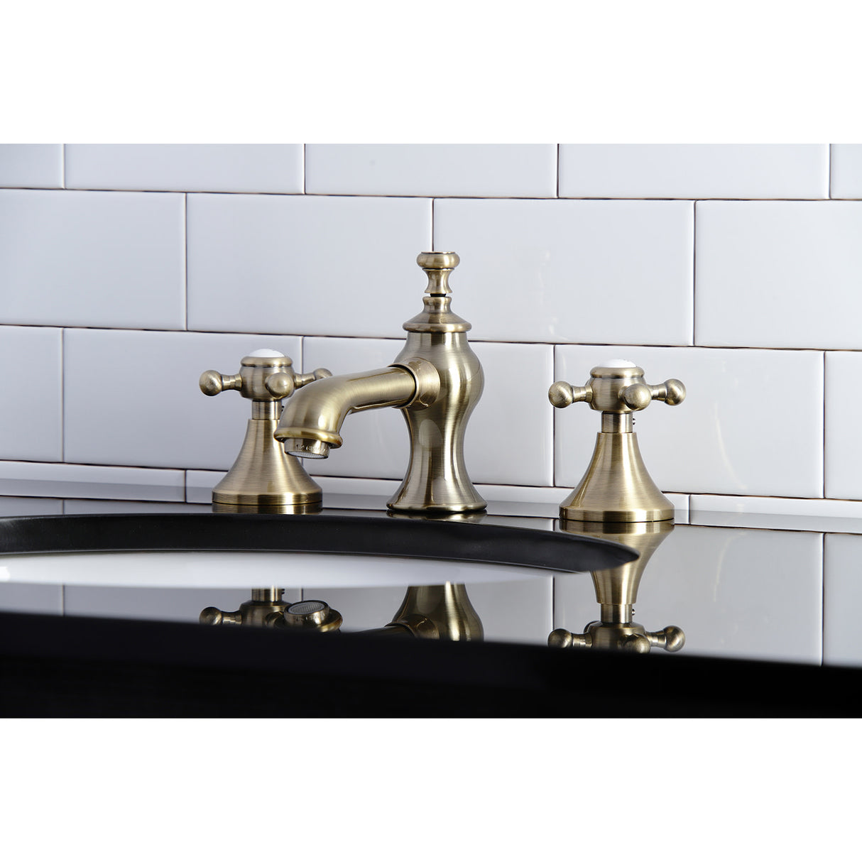 Kingston Brass KC7063BX English Country 8 in. Widespread Bathroom Faucet, Antique Brass