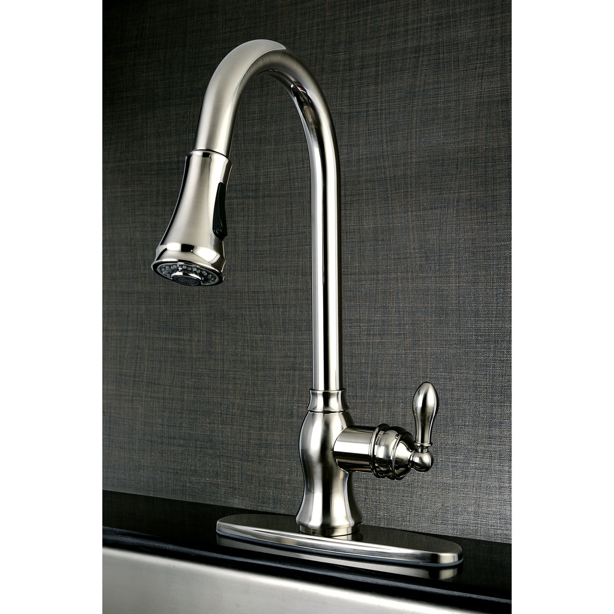 Gourmetier GSY7778ACL American Classic Single-Handle Pull-Down Sprayer Kitchen Faucet, Brushed Nickel