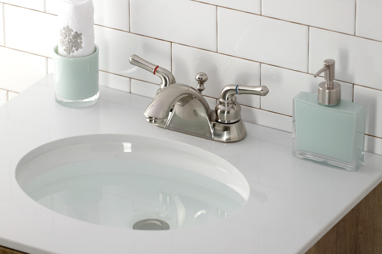 Kingston Brass KB2628 4 in. Centerset Bathroom Faucet, Brushed Nickel