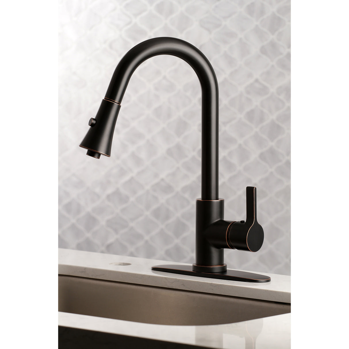 Gourmetier LS8726CTL Continental Single-Handle Pull-Down Kitchen Faucet, Naples Bronze