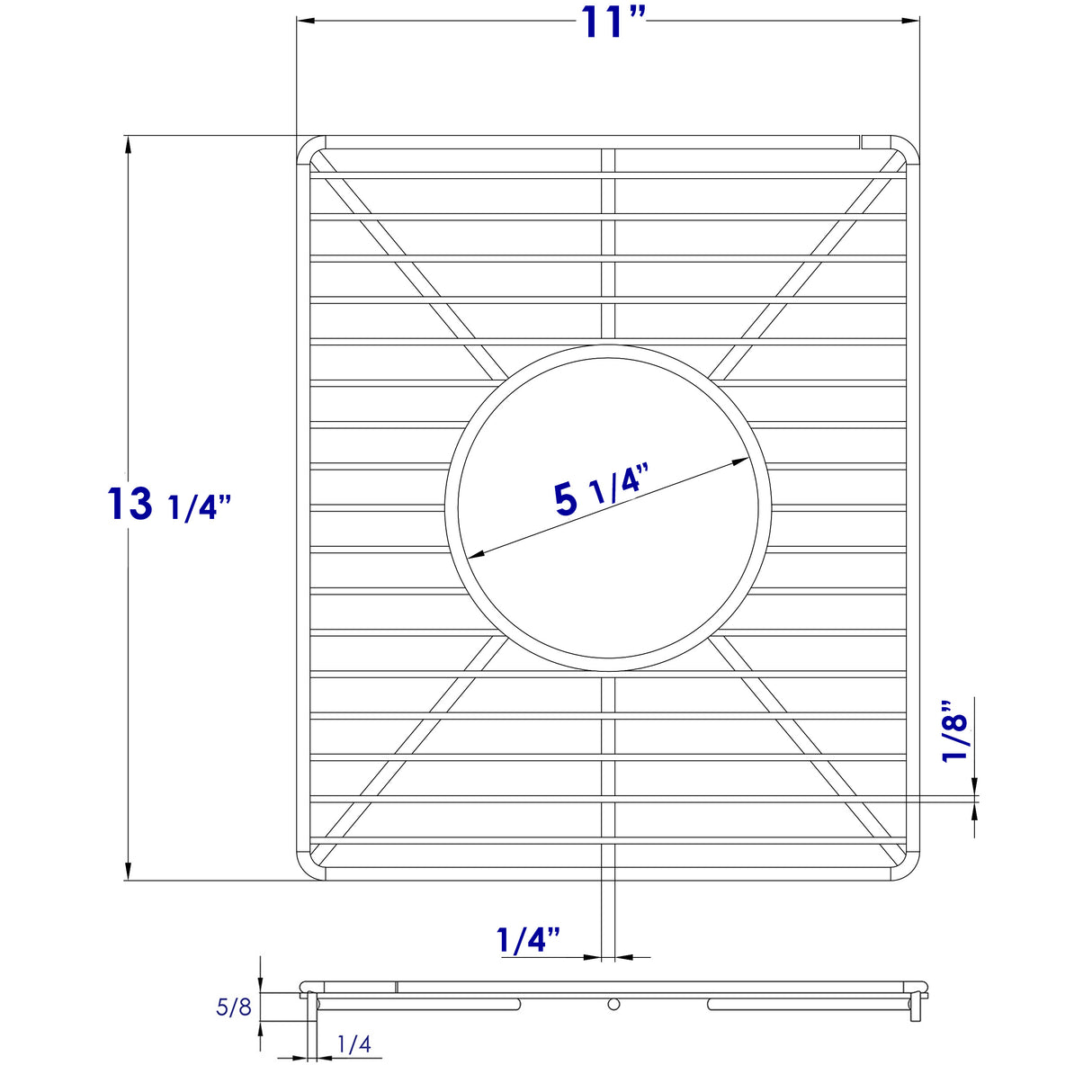 Stainless steel kitchen sink grid for small side of AB3618DB. AB3618ARCH