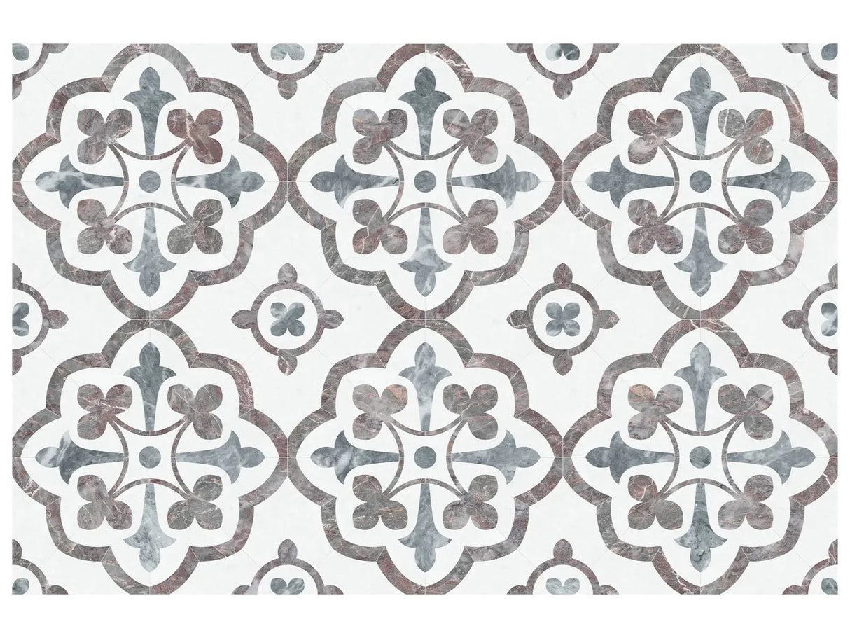 Anatolia Tile Utopio Fleur Pine Polished Natural Stone Waterjet Mosaic 5001-0412-0 Fleur Blush - premium natural stone mosaic tile from Anatolia Tile, available at PoshHaus showroom in Keene, NH