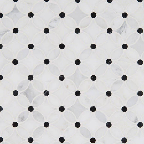 Florita 13.2X13.2 polished marble mesh mounted mosaic tile SMOT-FLORITA-POL10MM product shot multiple tiles angle view