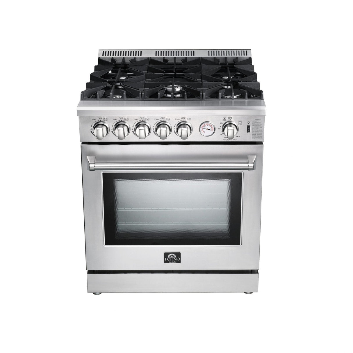 Forno 3-Piece Appliance Package - 30-Inch Gas Range, French Door Refrigerator, and Dishwasher in Stainless Steel